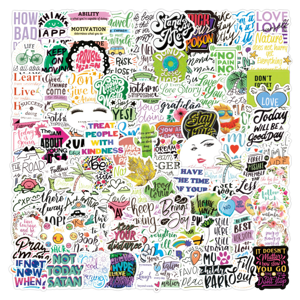 100PCS Colorful Inspirational Classical Doodle Stickers #S1865