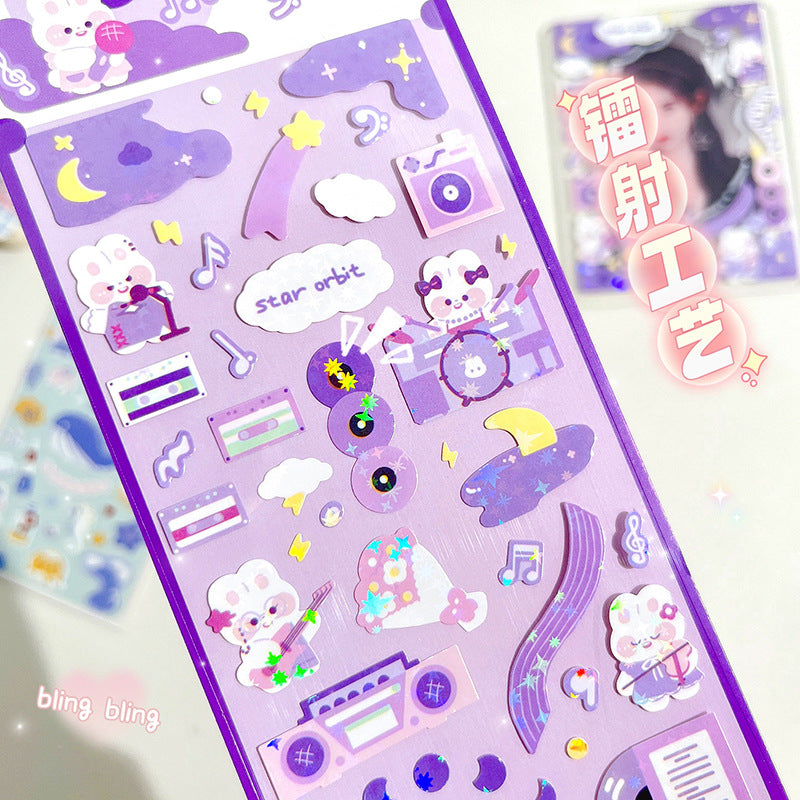Cartoon laser card sticker DIY manual account sticker #S6640