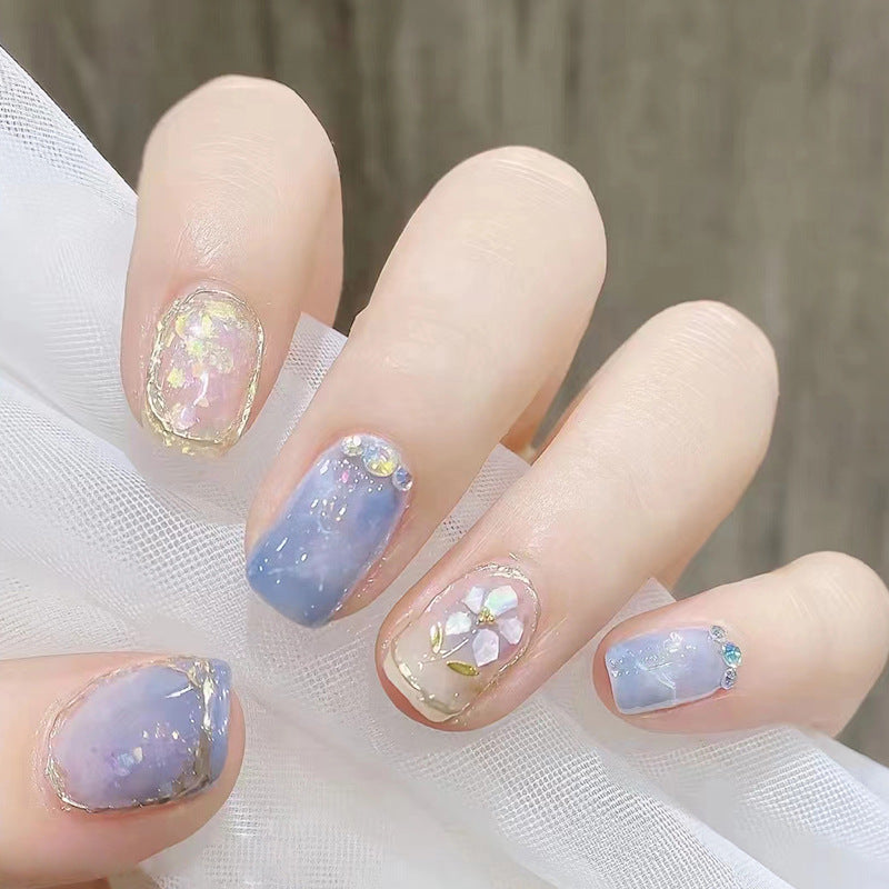 Five-petal flower gradient color powder nail tips# N5750