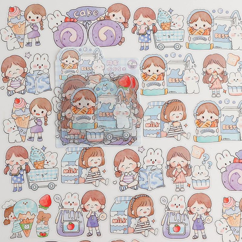 Waterproof cute hand account girl computer water cup sticker 9 girls*3pcs #s8077