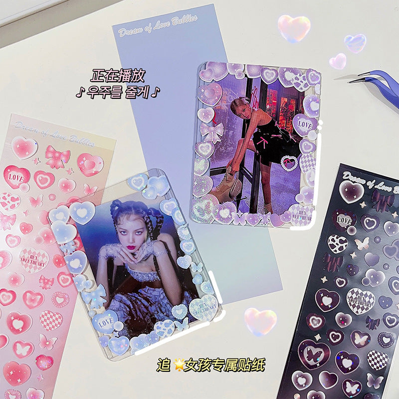Laser Girls' Heart Bubble DIY Sticker #S6652