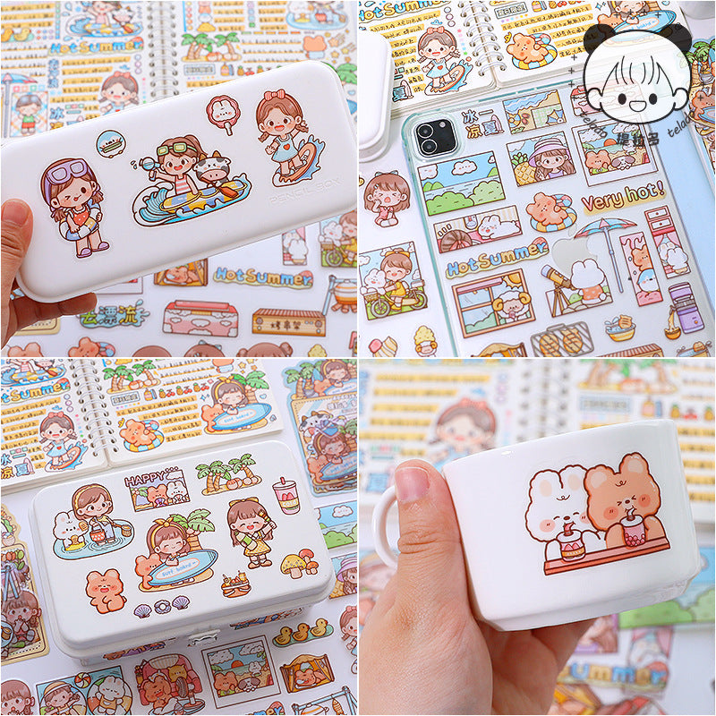 Summer series cute cartoon character hand account decoration sticker #S2110