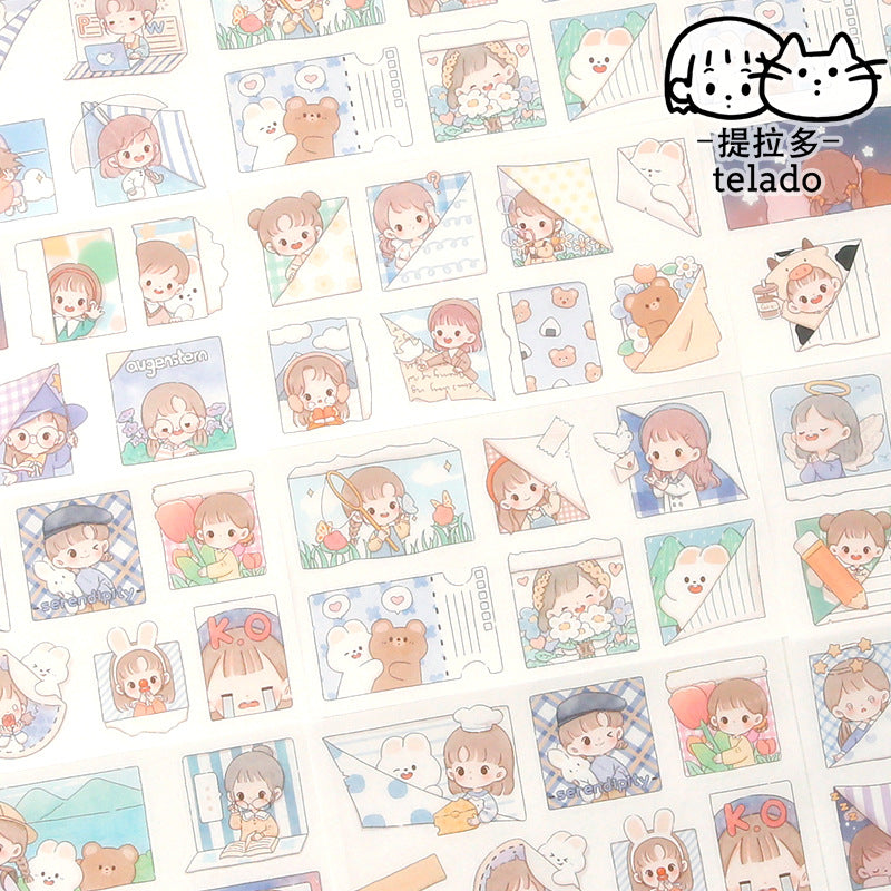 Cute cartoon girl handbook stickers 14pcs/lot #s9538
