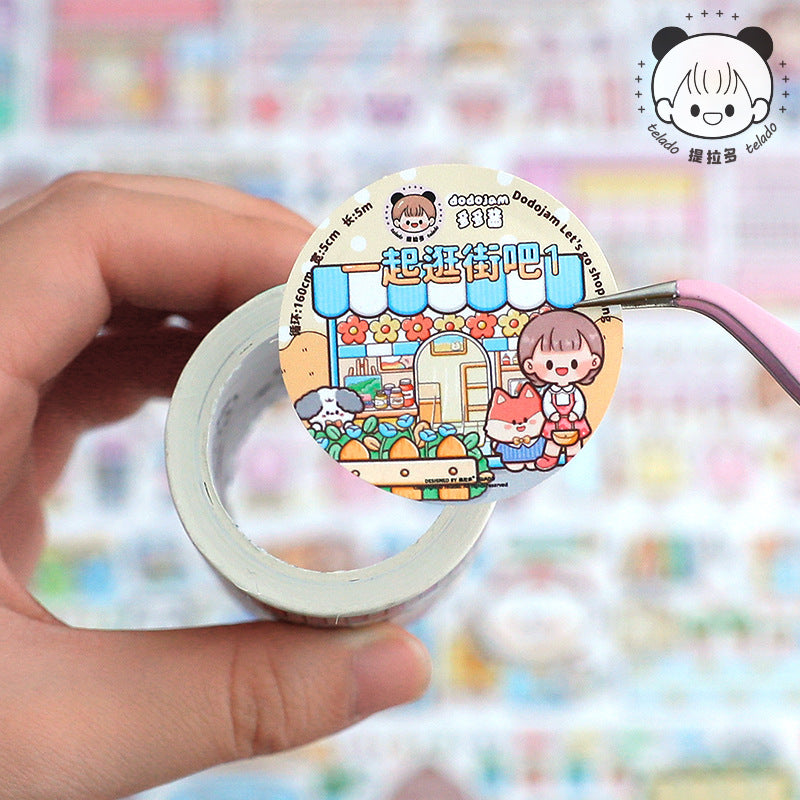 Shopping together series cute girl cartoon hand account decoration sticker #S2104