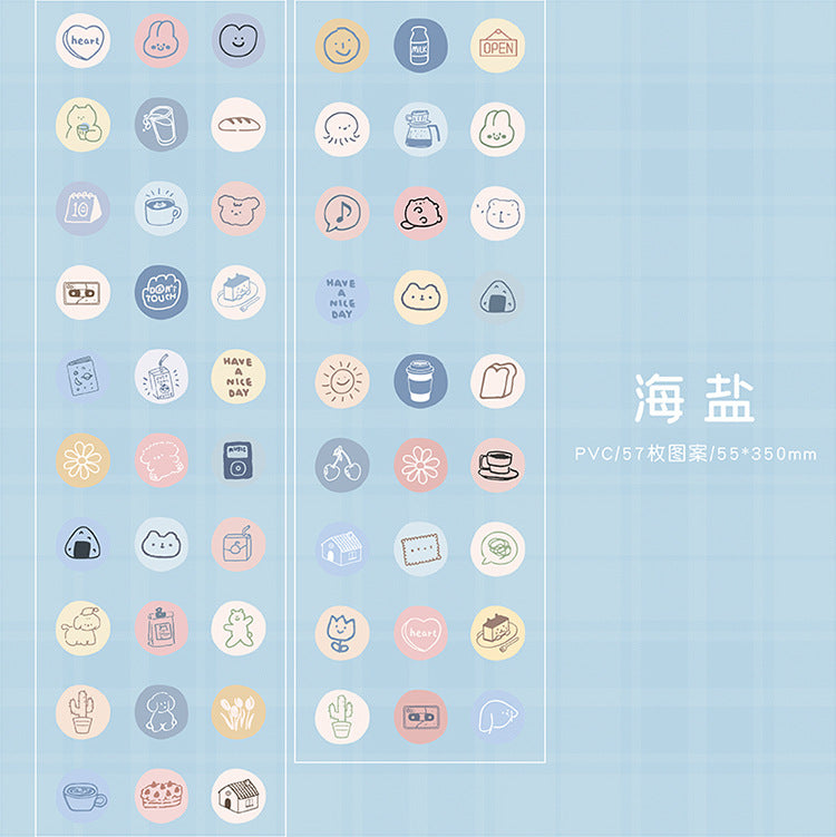 Round cute simple hand account decorative material sticker #S7390