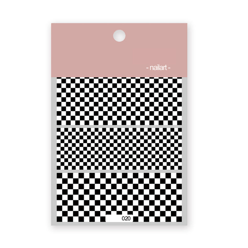 Cartoon Bear Rabbit Black White Plaid Nail Stickers #NA3566