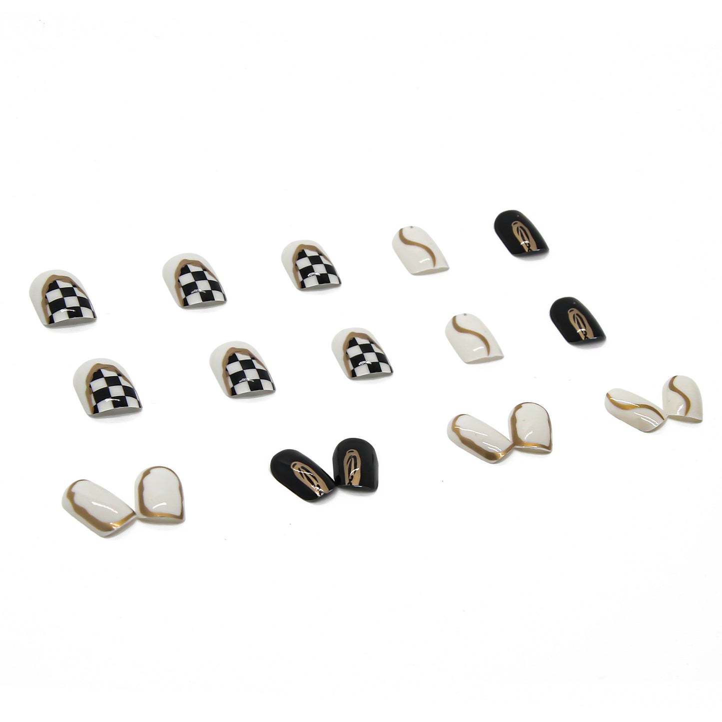 Irregular black and white grid nailpatch removable nailpatch #N5214