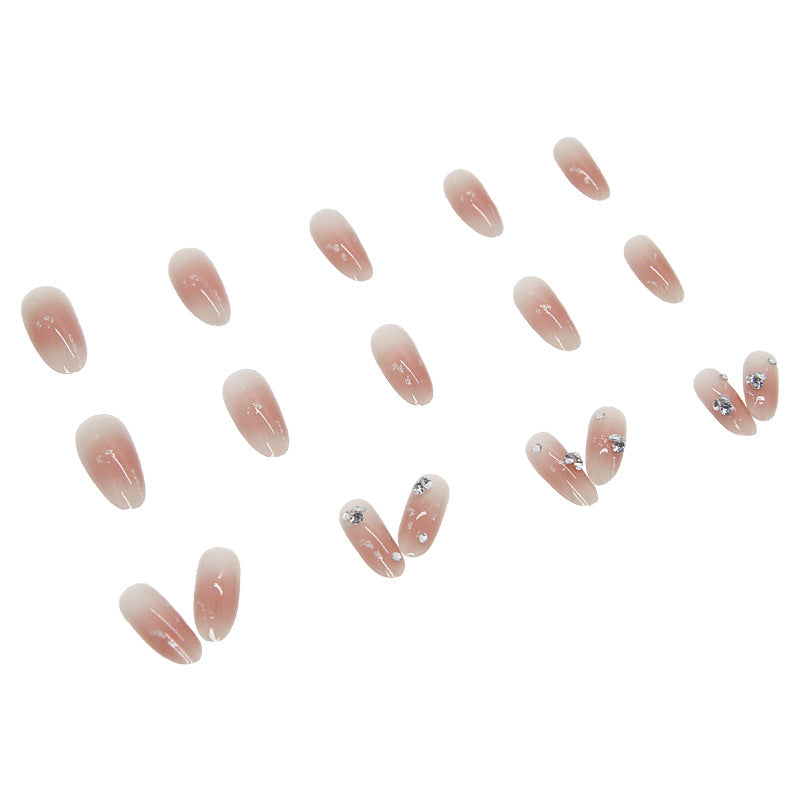 Wearable Long Pink Star Diamond Nail Patch #N1889
