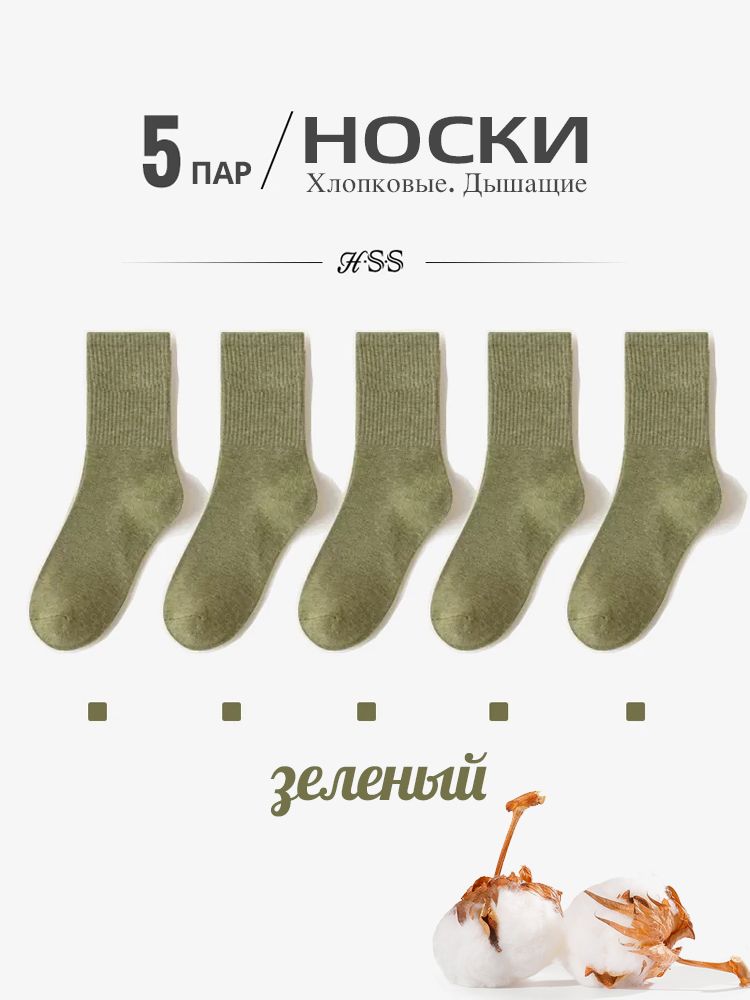 Расчесанные хлопчатобумажные носки, HSS, Летний красочный носок, 5 пар