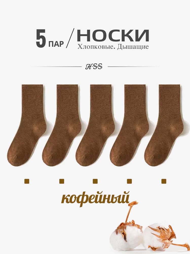 Расчесанные хлопчатобумажные носки, HSS, Летний красочный носок, 5 пар
