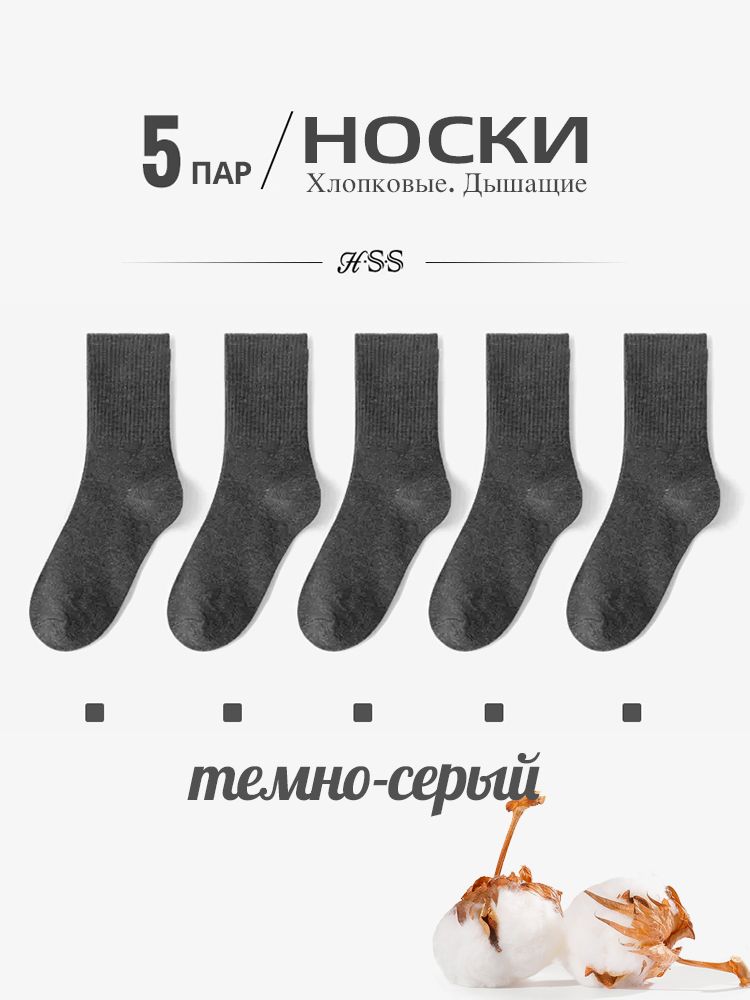 Расчесанные хлопчатобумажные носки, HSS, Летний красочный носок, 5 пар
