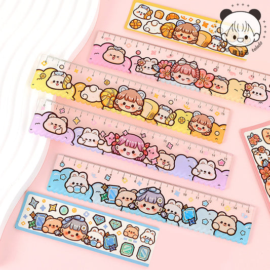 Cute cartoon acrylic hand ledger student stationery ruler #R9092