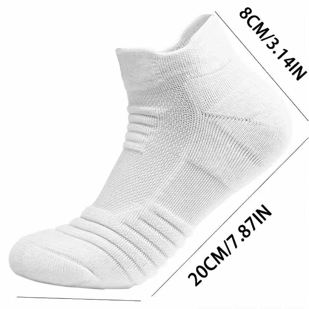 HSS 6 Pairs New Men Sports Running Fitness Flight Short Tube Socks Women's Towel Bottom Basketball Socks Solid Color Black Socks