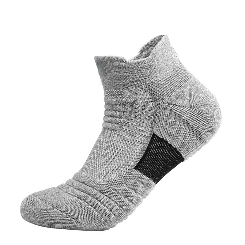 HSS 6 Pairs New Men Sports Running Fitness Flight Short Tube Socks Women's Towel Bottom Basketball Socks Solid Color Black Socks