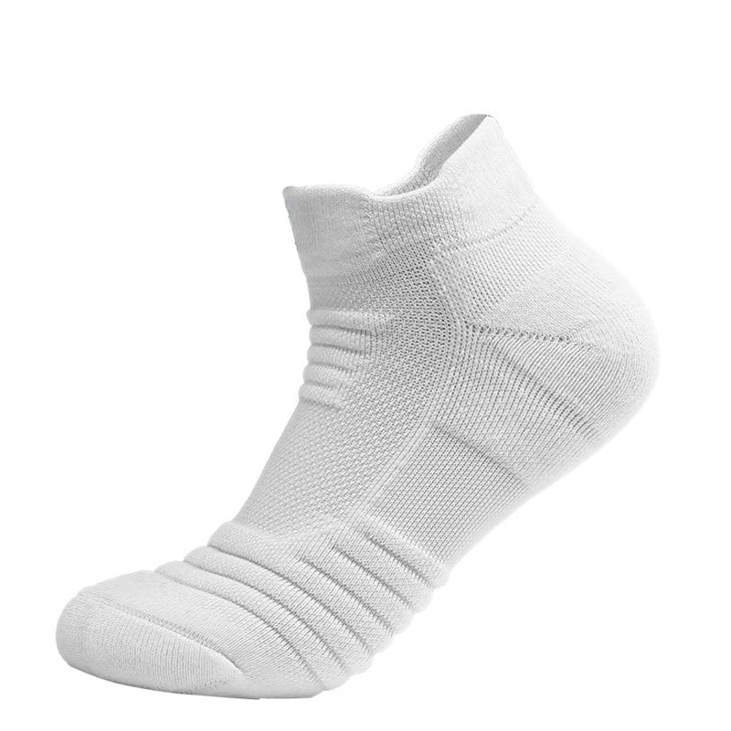 HSS 6 Pairs New Men Sports Running Fitness Flight Short Tube Socks Women's Towel Bottom Basketball Socks Solid Color Black Socks