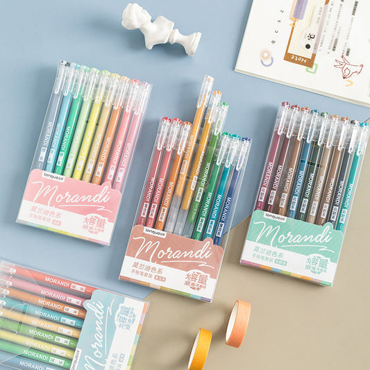 Morandi Color Handbook Pen Set color marker gel pen 9pcs/lot #p2615