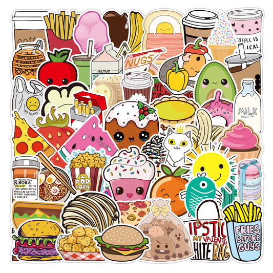 100pcs No Repeat Food Doodle Stickers #S7235