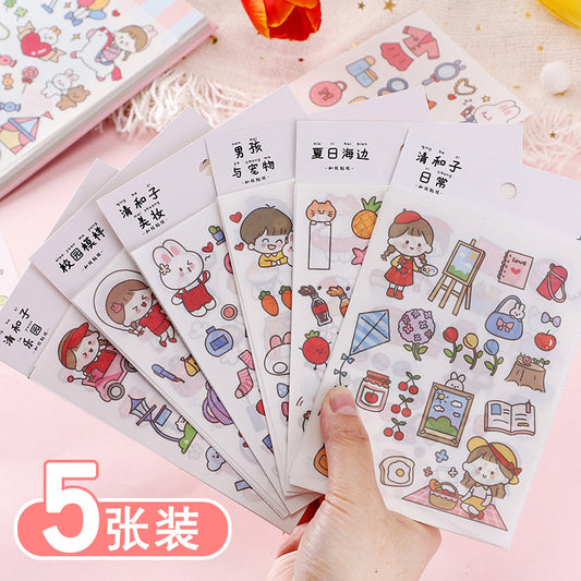 Cute cartoon stickers set Hand account material stickers 4pcs/lot #s8724