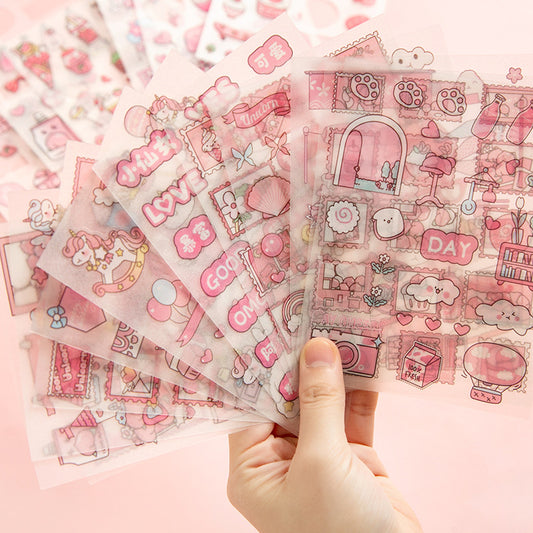 4sheets/lot Cute Cartoon PET Sticker Lovely Girls Scrapbooking Sticker Sheets Japanese Stationery Supply #st2365