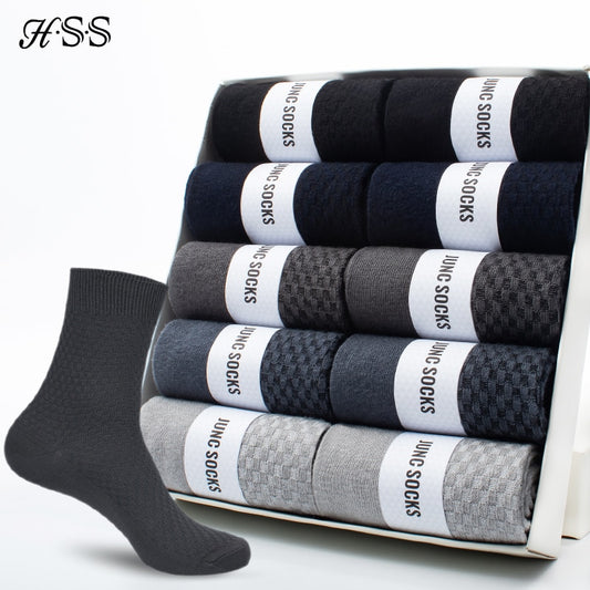 HSS Brand 10 Pairs/Lot Men Bamboo Fiber Socks New Classic Business Long Socks Mens Dress Sock For Winter Gift Plus Size EUR39-45