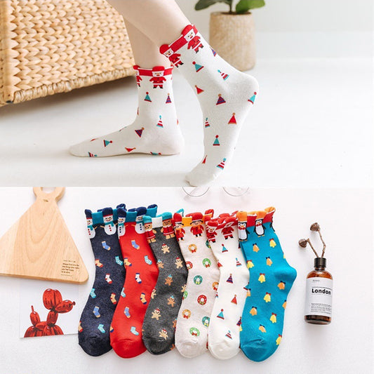 HSS Brand Ladies cotton jacquard cartoon socks New cute Christmas three-dimensional pattern women socks