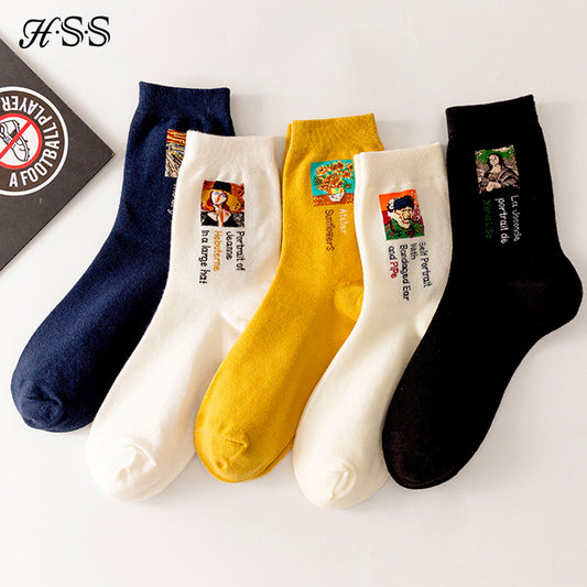 HSS Brand Women Cartoon Character Cotton Socks Painting Skatebord Socks Hipster Fashion Leisure Ankle Socks Factory Wholesale