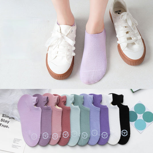 HSS Brand Women's summer thin hot stamping socks Women's shallow mouth low cut solid color breathable invisible socks