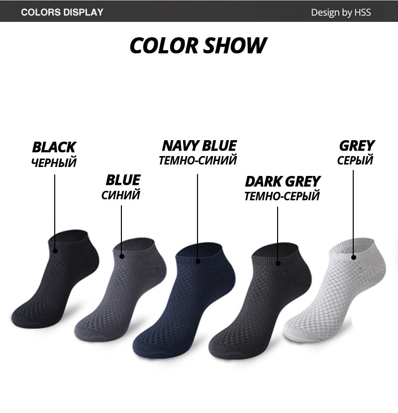 HSS 5Pairs/lot Men Socks Bamboo Fiber Short Ankle Socks High Quality Summer Winter Business Breathable Male Sock Meias Man Sox