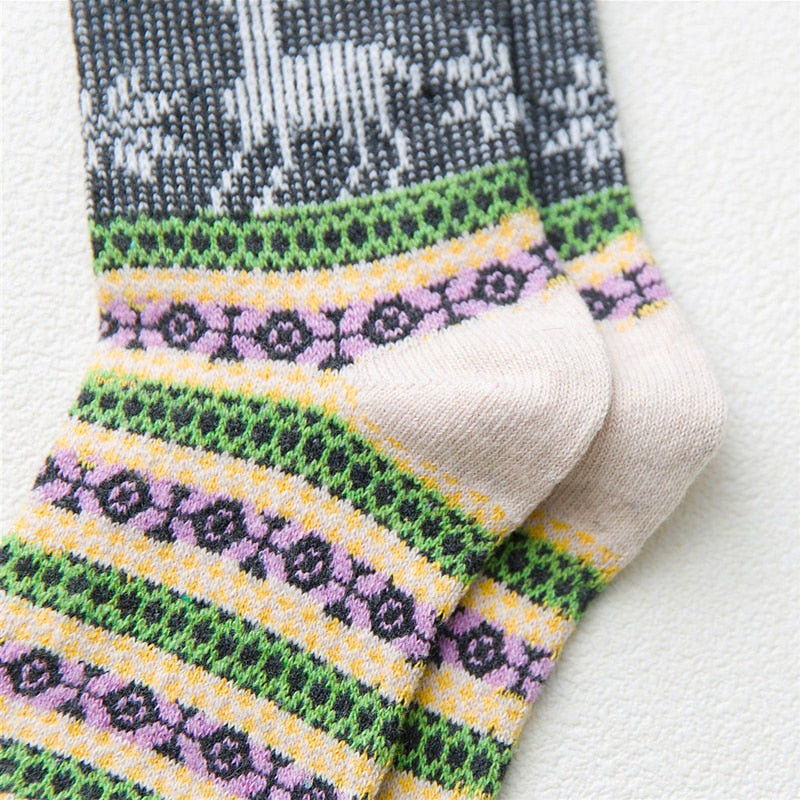 HSS Brand Thicken Women Winter Socks Warm Rabbit Wool Girl's Socks High Quality Cotton Casual Harajuku Retro Dress socks 5Pairs