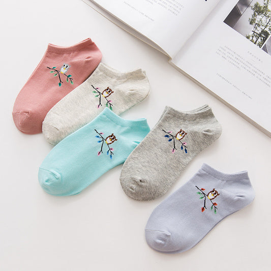 New autumn and winter simple cartoon owl cotton women ship socks Comfortable and comfortable female socks