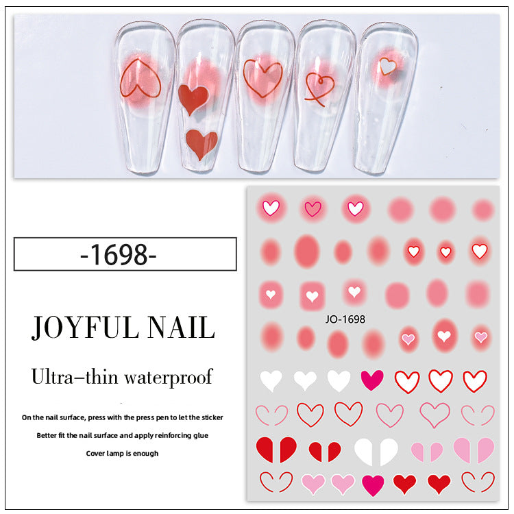 Peach Heart Love Small Pattern Gradient Nail Sticker #s2110