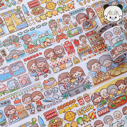 Family series cartoon cute girl hand account decorative material stickers #S2108