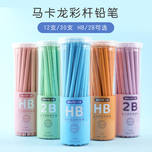 Macaron Color Pencil HB2B Triangle Pole Student Writing Drawing Pencil 30pcs/lot #p3396