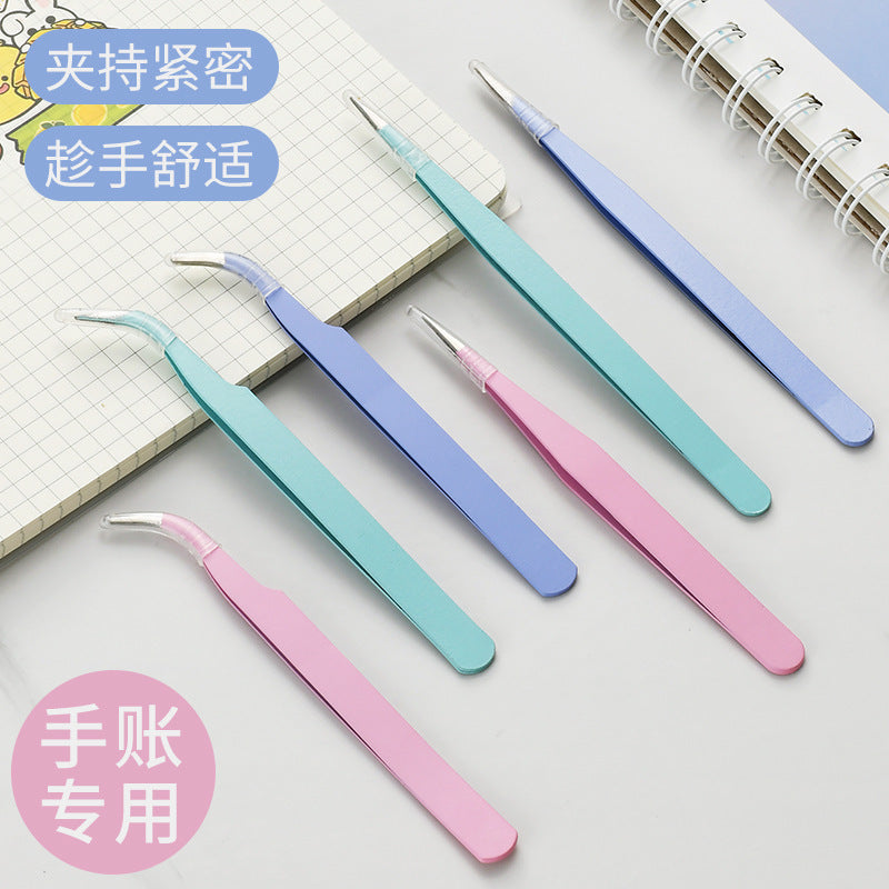 Macaron color tweezers hand account DIY stainless steel clip  #t9254