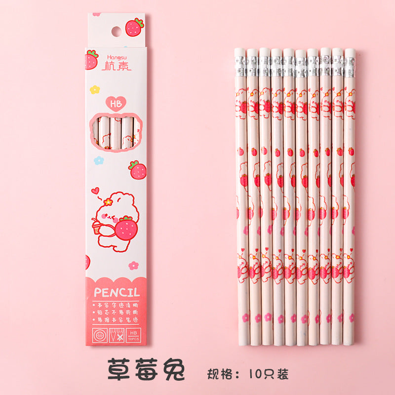 Writing drawing sketch pen student stationery HB pencil with eraser 10pcs/lot #p2496