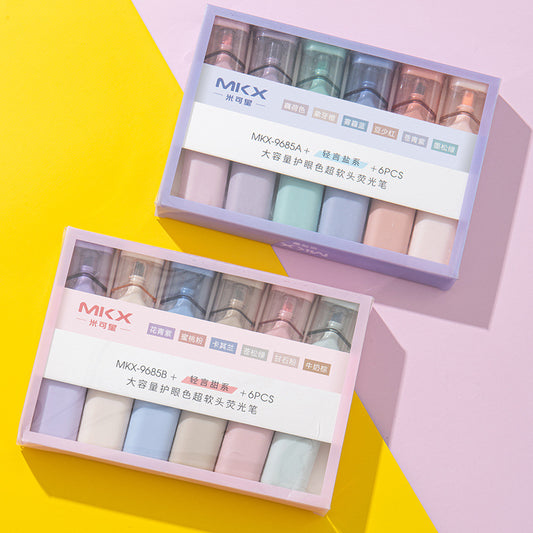 Large capacity soft tip highlighter 6pcs/lot #p9996