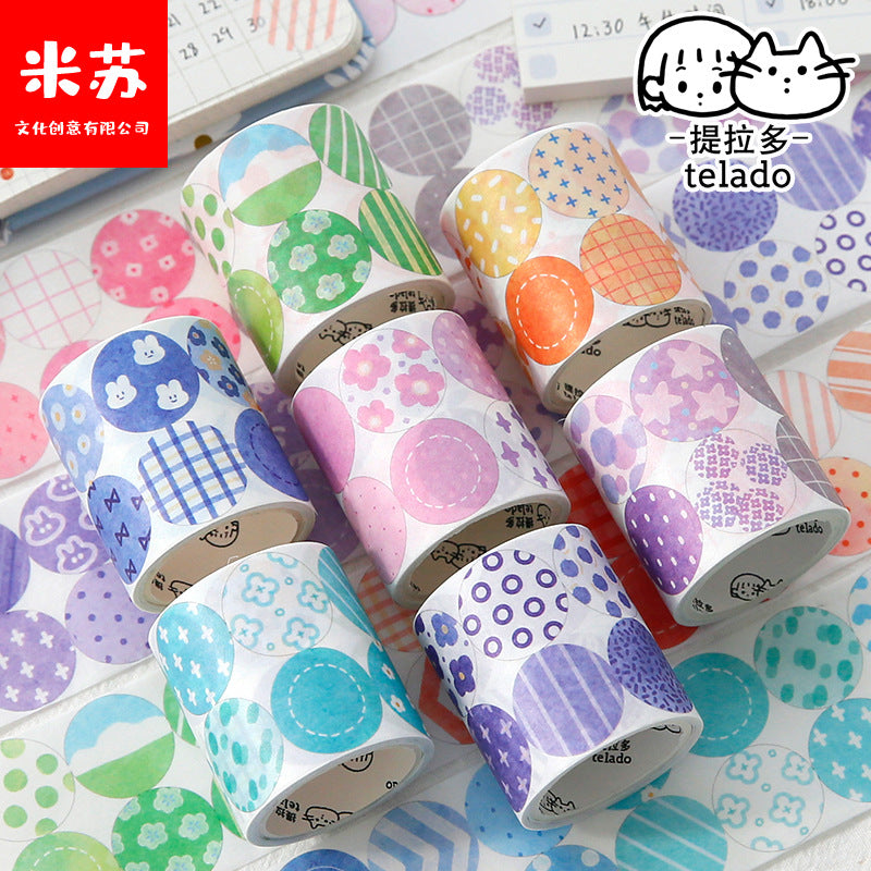 Round Colored Tape Stickers 4.5cm*3m #st8486