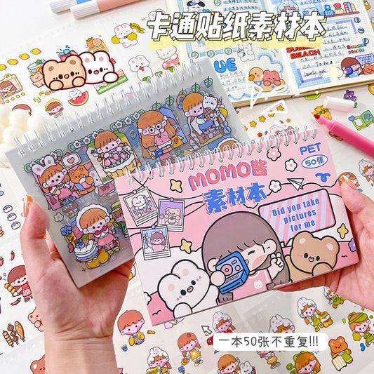Cute girl 50 non repeating hand account stickers #S6628
