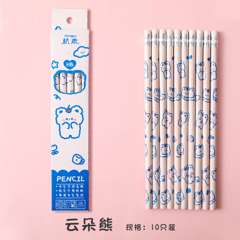 Writing drawing sketch pen student stationery HB pencil with eraser 10pcs/lot #p2496