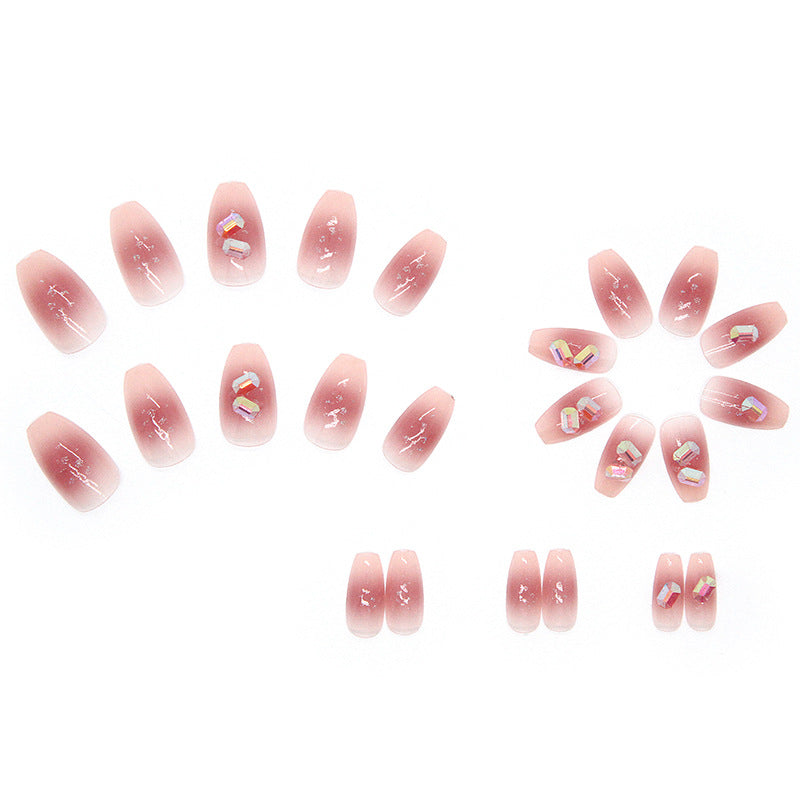 Pink transparent aurora shining pop nail tips #N3989