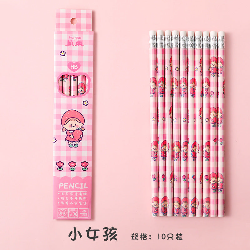 Writing drawing sketch pen student stationery HB pencil with eraser 10pcs/lot #p2496