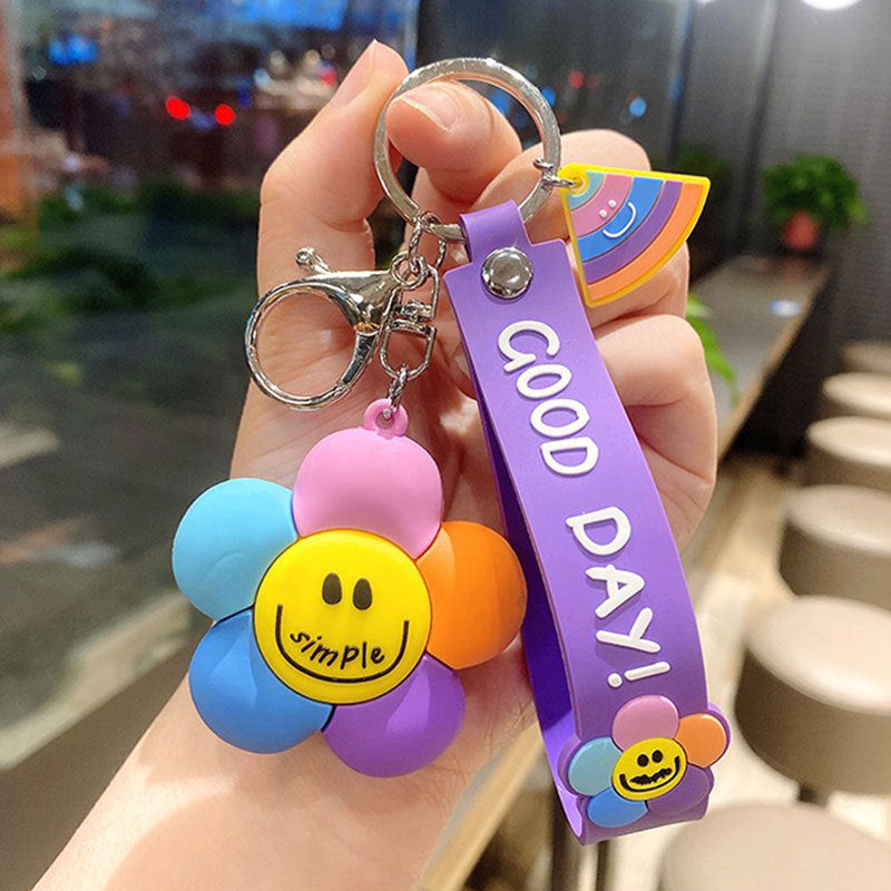 Colorful smiley flower cute cartoon keychain #K5910