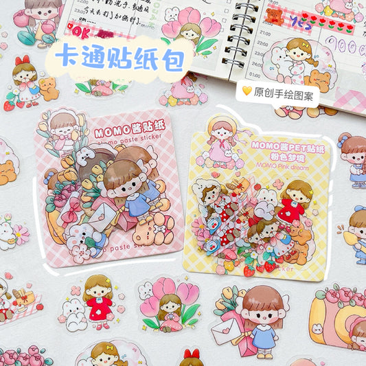 Cute girl PET waterproof hand account sticker #S6616