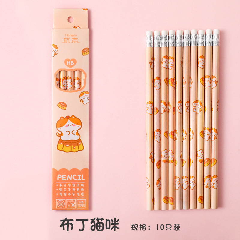 Writing drawing sketch pen student stationery HB pencil with eraser 10pcs/lot #p2496