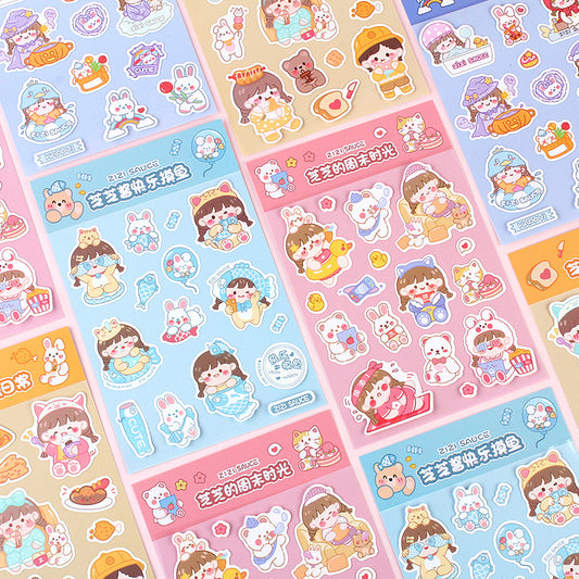 2pcs/lot New girl cute cartoon waterproof sticker #s5743