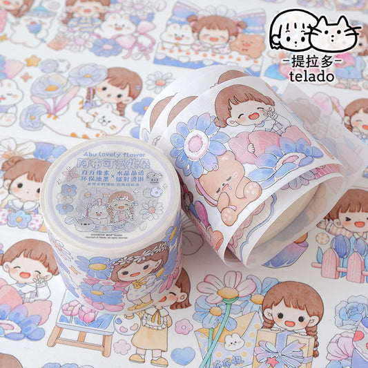 Cute Flower Girl Eco-Friendly Ink Pocket Sticker 160CM #S4212