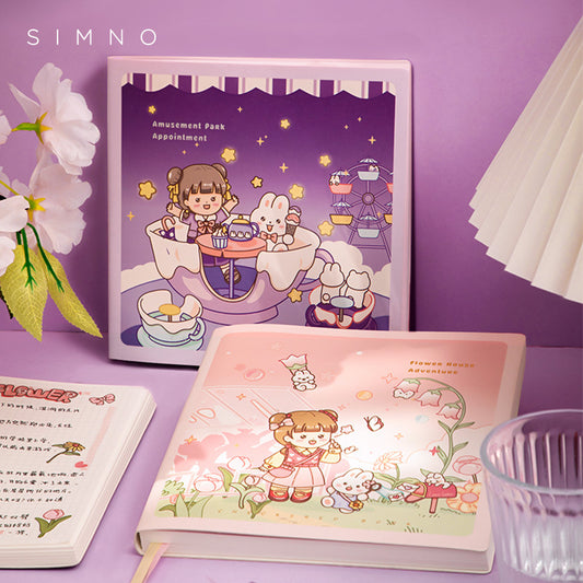 cartoon cute girl student notebook #n4932