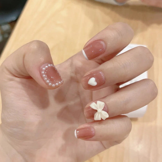 Bean Paste Butterfly Pearl Nail Art Tips #N0812