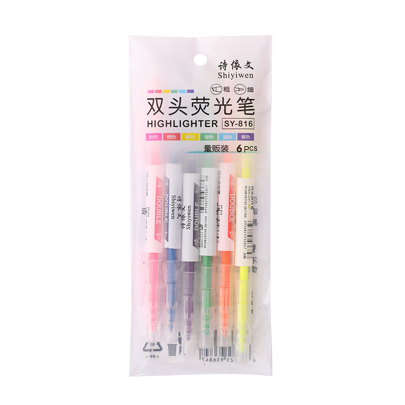 12 Color Syringe Highlighter double pen 6PCS/Lot #Pen12276