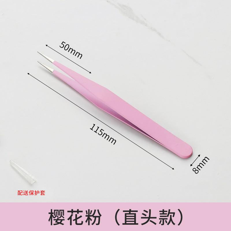 Macaron color tweezers hand account DIY stainless steel clip  #t9254